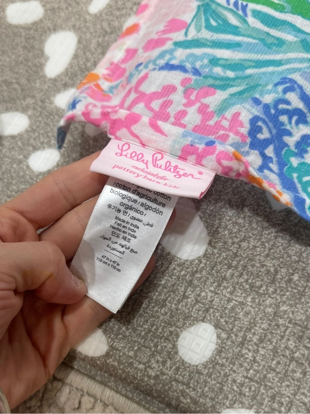 Pottery Barn Kids x Lilly Pulitzer Mermaid Cove baby swaddling blanket cotton